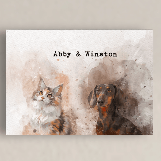 Pawfect2u watercolour Pet Canvas 2 pets Basic Canvas
