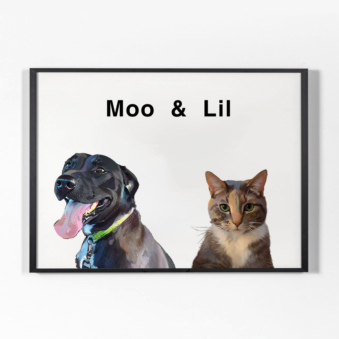 Modern Pet Portrait - Two Pets
