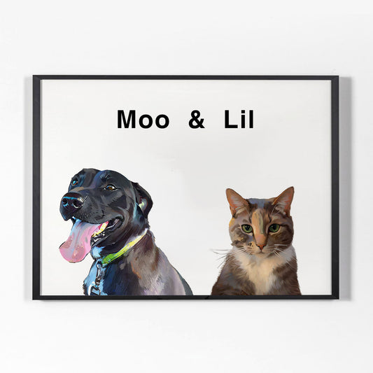 Modern Pet Portrait - Two Pets