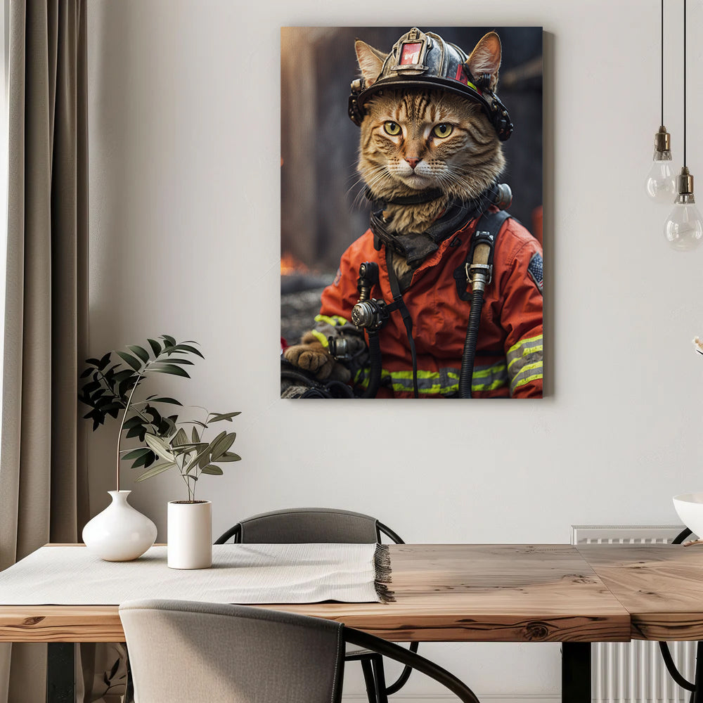 Pawfect2u Custom Pet Canvas firefighter cat Basic Canvas