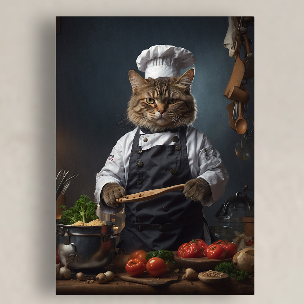 Pawfect2u Custom Pet Canvas The gordan ramsey chef cat Basic Canvas