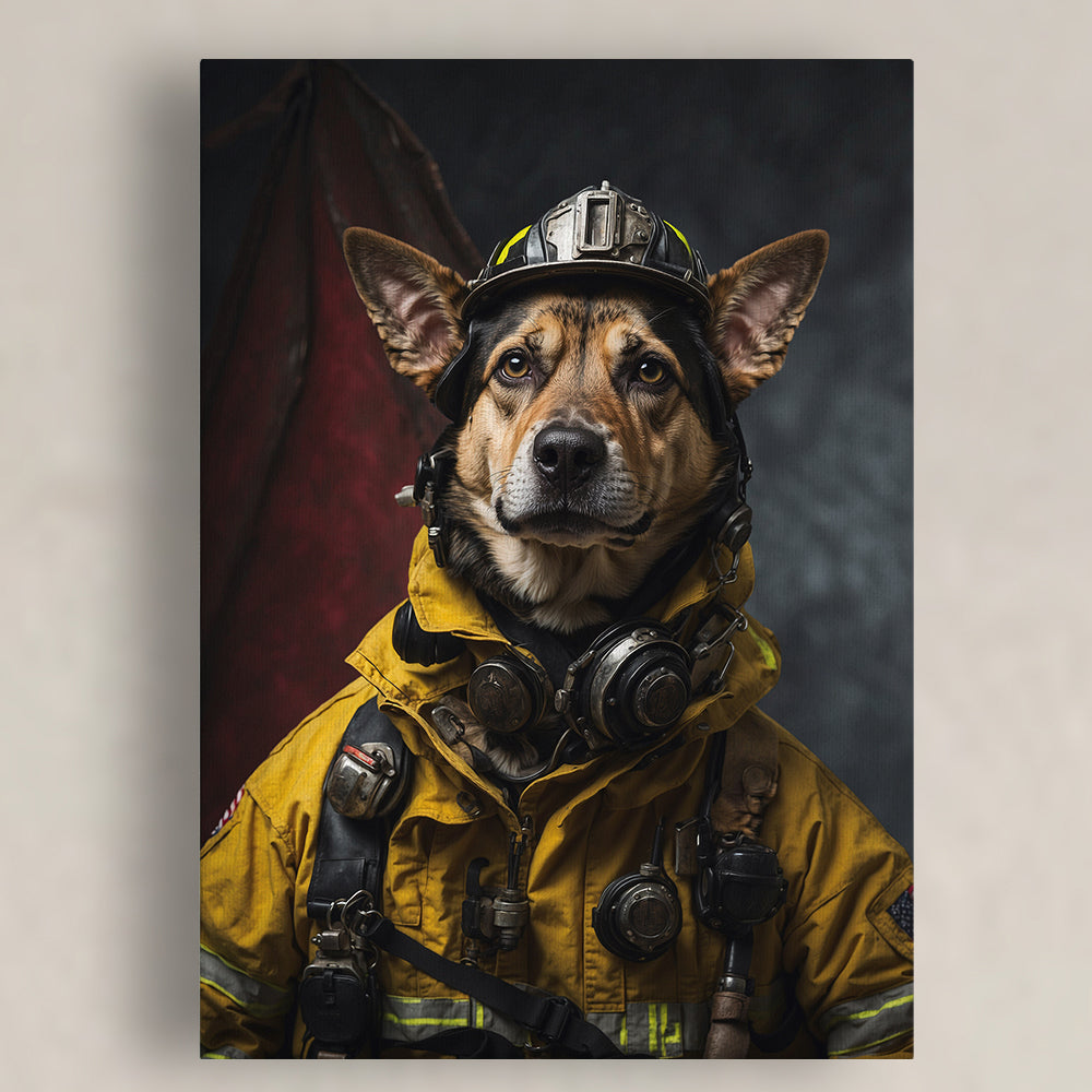 Pawfect2u Custom Pet Canvas The fire chief dog Basic Canvas