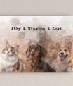 Pawfect2u watercolour Pet Canvas 3 pets Basic Canvas