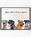 Modern Pet Portrait - Four Pets Framed Canvas
